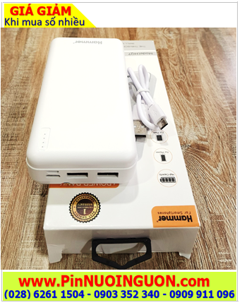 Hammer HQ7 (VỎ TRẮNG), Pin sạc dự phòng Hammer HQ7 với dung lượng chuẩn 20 000mAh chính hãng |Bảo hành 01 năm